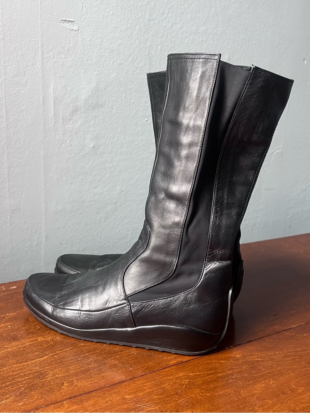 Stephane Kelian Black Leather Mid-Calf Boots